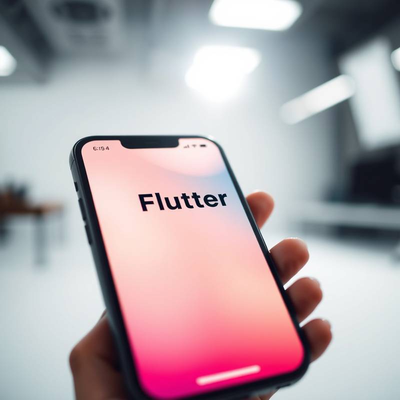 Imagen del curso de Desarrollo de Aplicaciones Móviles con Flutter mostrando un teléfono móvil con una app en ejecución
