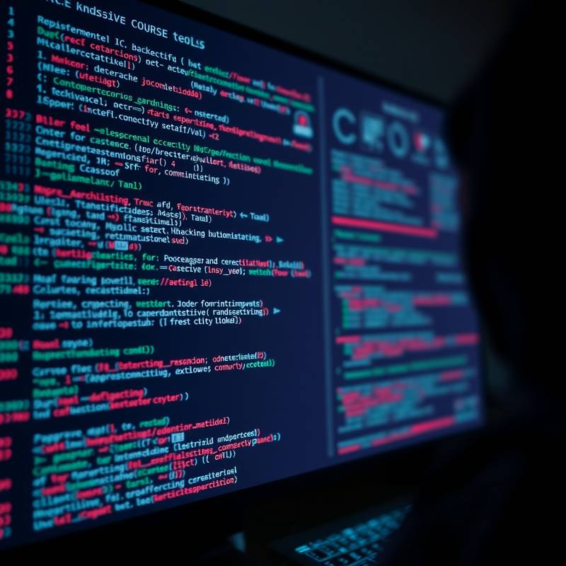 Imagen del curso de Hacking Ético mostrando una pantalla con código y herramientas de seguridad